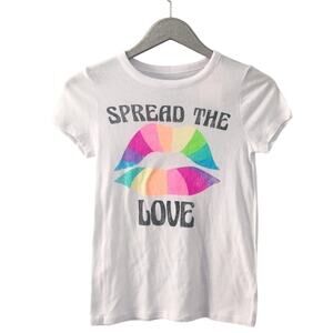 Chaser Spread the Love Colorful Rainbow Lips Graphic Tee Shirt XS NEW